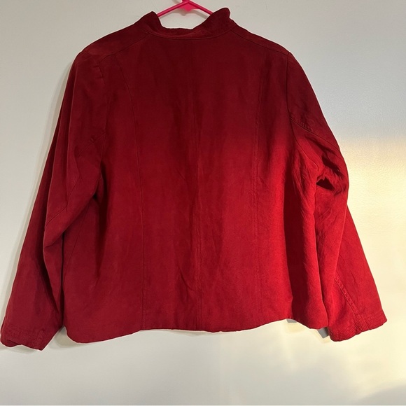 Women’s Studio Works Faux Suede Full Zip Jacket Size 22 W Burgundy Red - Picture 9 of 10